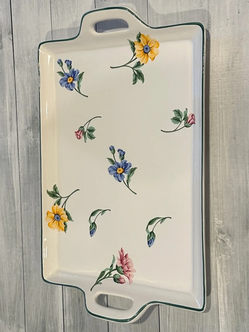Tiffany & Co. Sintra VTG Ceramic Serving Tray with Multicolor Blossom • NEW